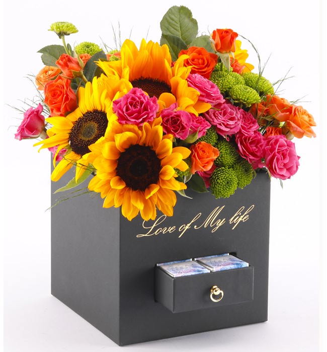 Love Of My Life Serisi Sun Flower Ayçiçeği ve Mini Güller