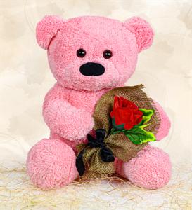 Özgüner Oyuncak Elinde Gül Tutan Ayıcık