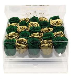 Büyük Boy Akrilik Solmayan Güller- Yesil ve Altin